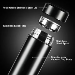 LED Temperature Display Water Bottle 500ML Black