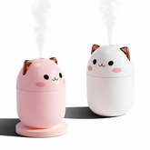 Cute Cat Mini Humidifier with Night Light – USB Rechargeable Cool Mist Humidifier for Bedroom, Kids & Office | Multi-Color