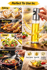 Premium Oil Spray Bottle – Stainless Steel & Glass Cooking Oil Sprayer for Healthy Baking, Frying, Salad & BBQ