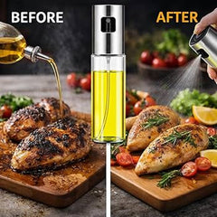 Premium Oil Spray Bottle – Stainless Steel & Glass Cooking Oil Sprayer for Healthy Baking, Frying, Salad & BBQ