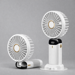 Portable Handheld & Desk Fan with Digital Display – Rechargeable Mini Fan with Adjustable Speed, Foldable Design & Multi-Color Options