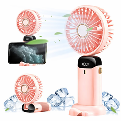 Portable Handheld & Desk Fan with Digital Display – Rechargeable Mini Fan with Adjustable Speed, Foldable Design & Multi-Color Options