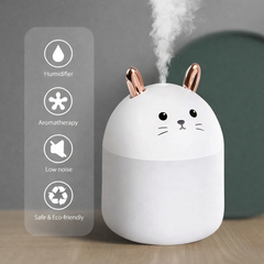Cute Cat Mini Humidifier with Night Light – USB Rechargeable Cool Mist Humidifier for Bedroom, Kids & Office | Multi-Color