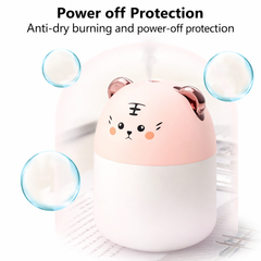 Cute Cat Mini Humidifier with Night Light – USB Rechargeable Cool Mist Humidifier for Bedroom, Kids & Office | Multi-Color