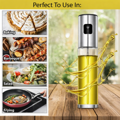 Premium Oil Spray Bottle – Stainless Steel & Glass Cooking Oil Sprayer for Healthy Baking, Frying, Salad & BBQ