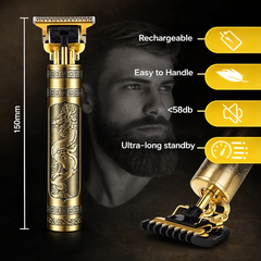 Vintage T9 Professional Hair Trimmer – Rechargeable Zero Gap T-Blade Beard & Hair Clipper for Men