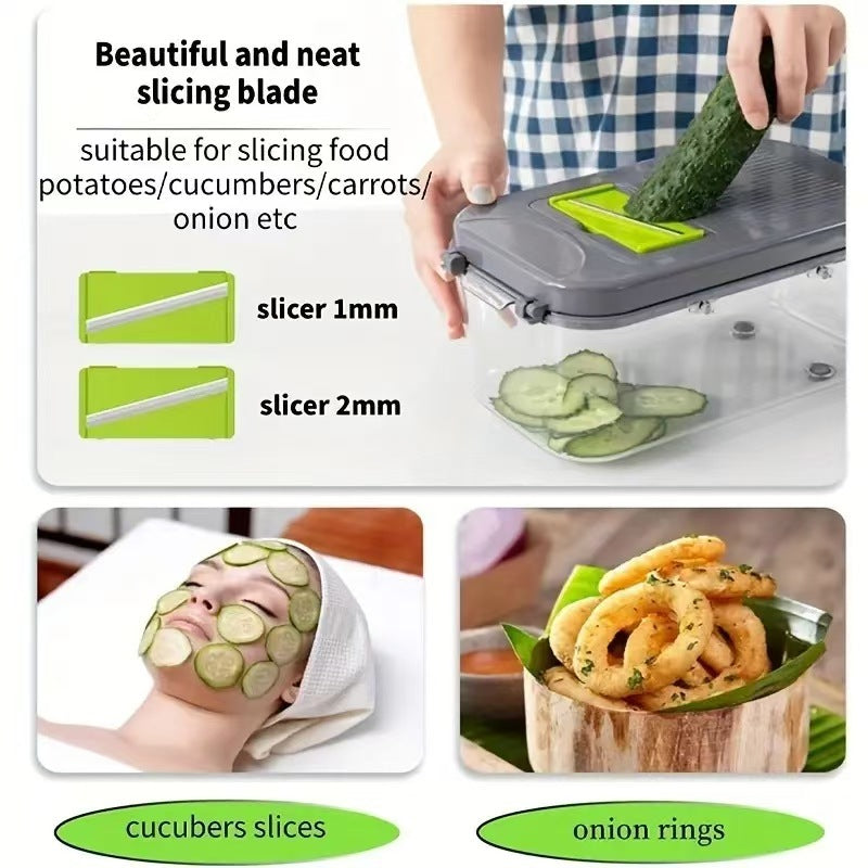 Hot Selling 22 1 Horizontal Handheld Multifunctional Vegetable Onion Slicer Stainless Steel Kitchen Tool for Household Manual