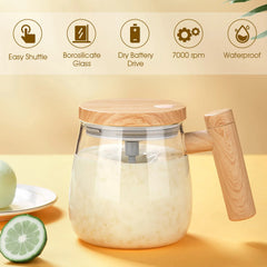 Self Stirring Coffee Mug with Lid/Handle 400ml